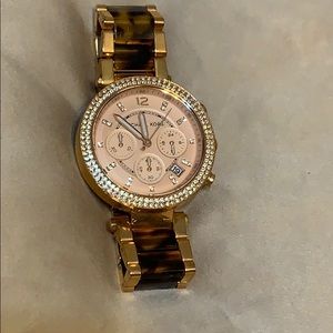 Tortoise & Rose Gold Authentic Michael Kors Watch